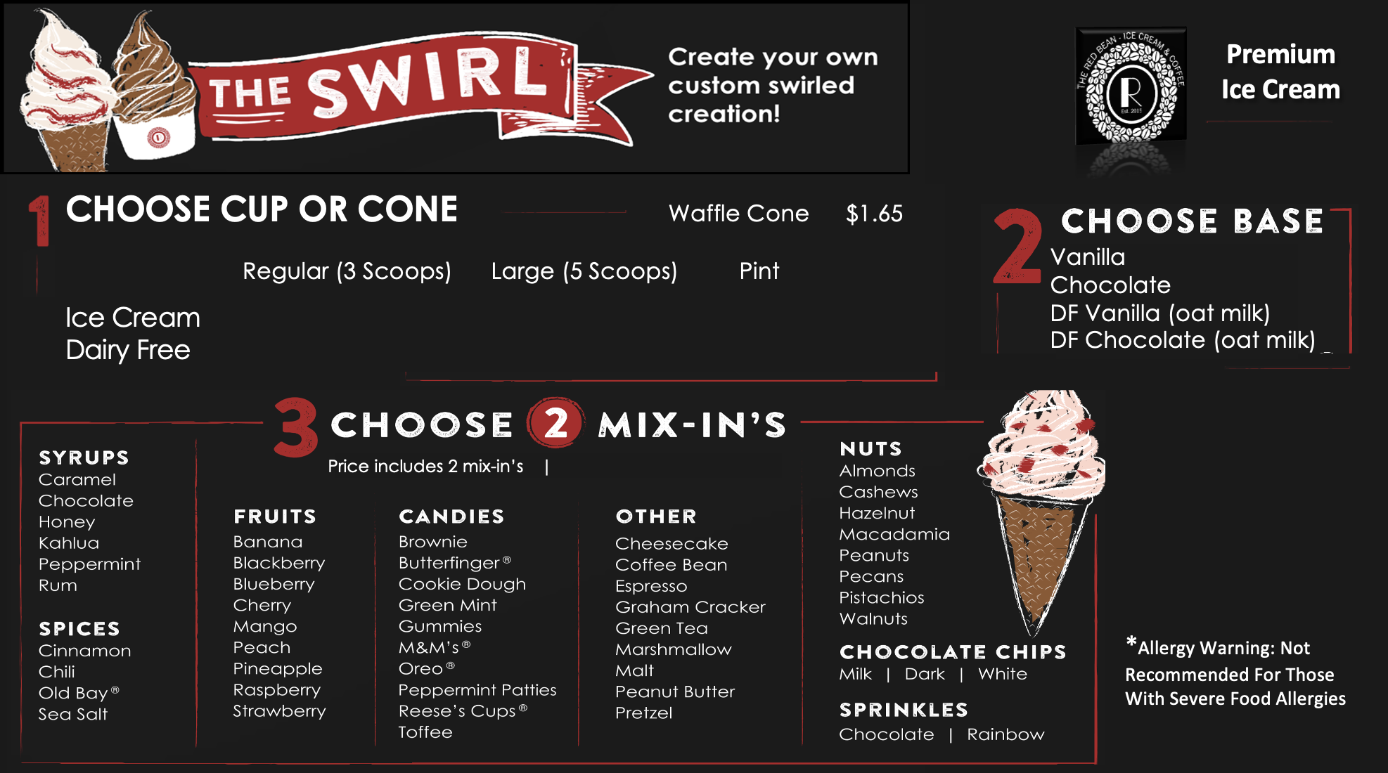 This is the ice cream menu